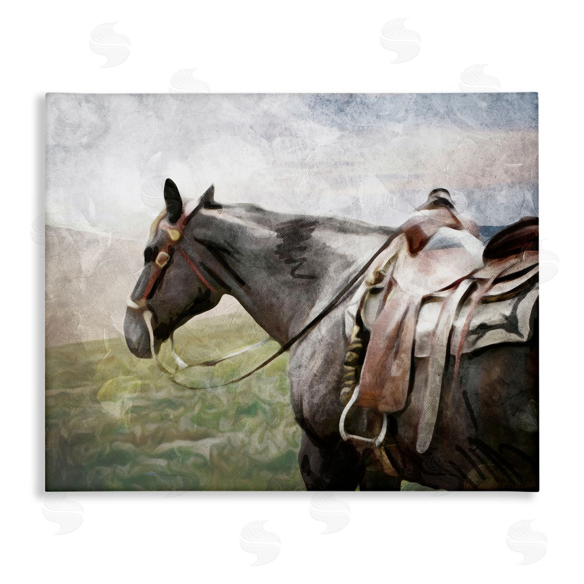 Horse Riding Farm Landscape Canvas Wall Art, Home Decor by Milli Villa