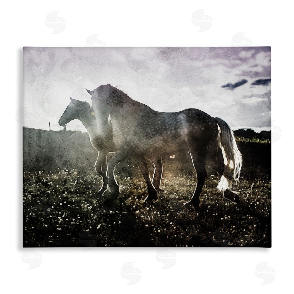 Horses Together Abstract Silhouette Canvas Wall Art, Home Decor by Milli Villa