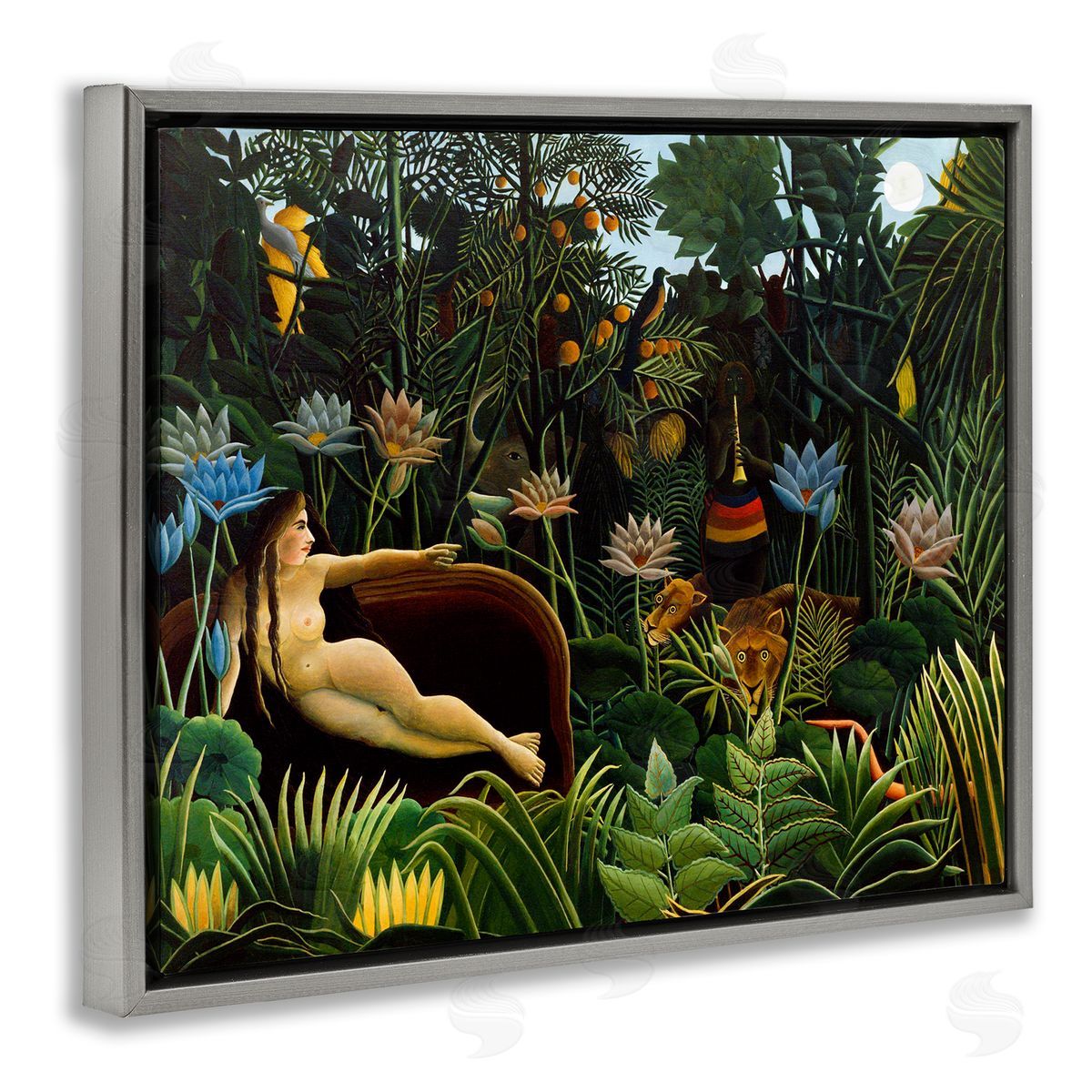 The Dream Classical Painting Grey Floating Frame Canvas Wall Art, Home Decor by Henri Rousseau