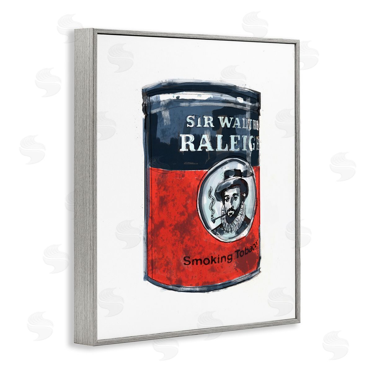 Smoking Tobacco Vintage Can Grey Frame Print Wall Art, Home Decor by Karen Dreyfus