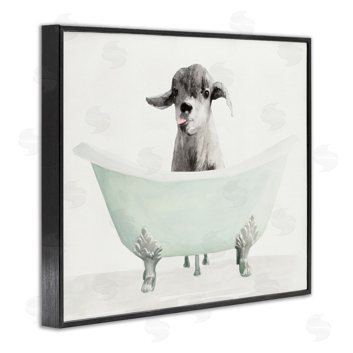 Baby Llama In A Tub Black Frame Print Wall Art, Home Decor by Stellar Studio