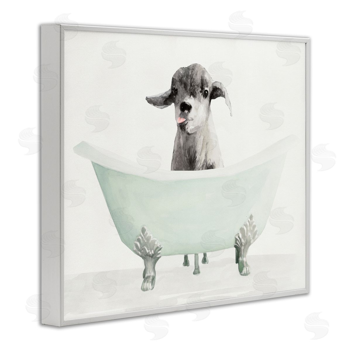 Baby Llama In A Tub White Frame Print Wall Art, Home Decor by Stellar Studio