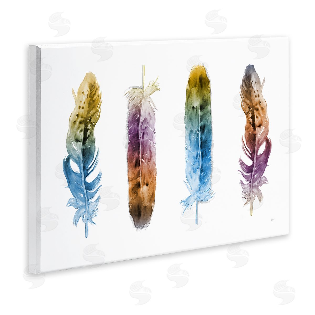 Feathers In Watercolor Wood Plaque Wall Art, Home Decor by Patti Mann