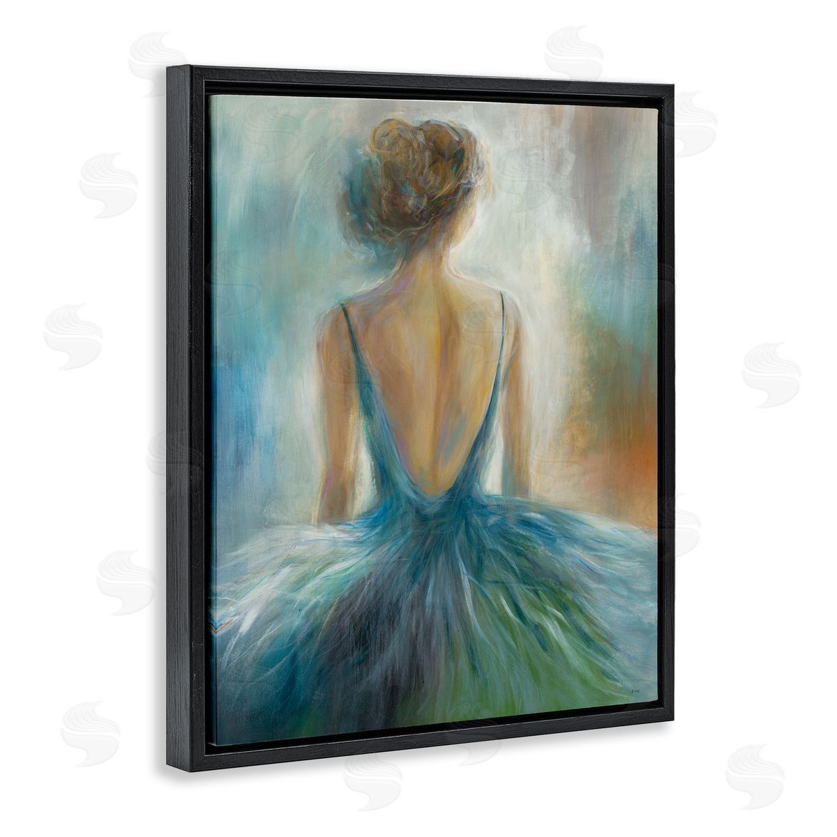 Ballet Girl Figure Painting Black Floating Frame Canvas Wall Art, Home Decor by K. Nari