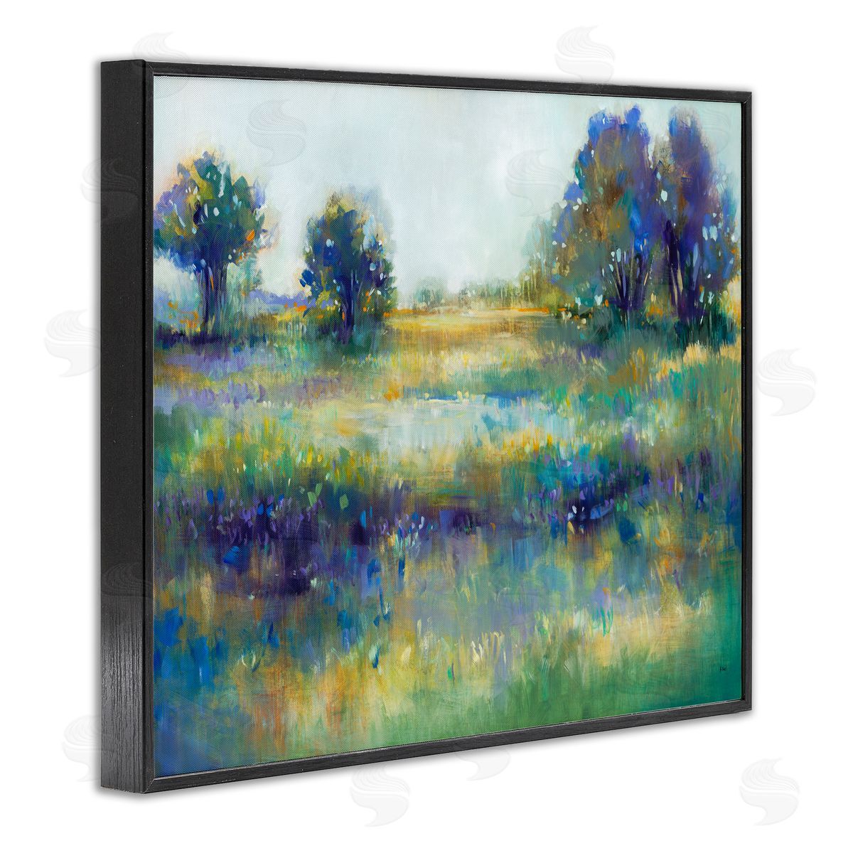 Wetland Landscape Abstract Black Frame Print Wall Art, Home Decor by K. Nari