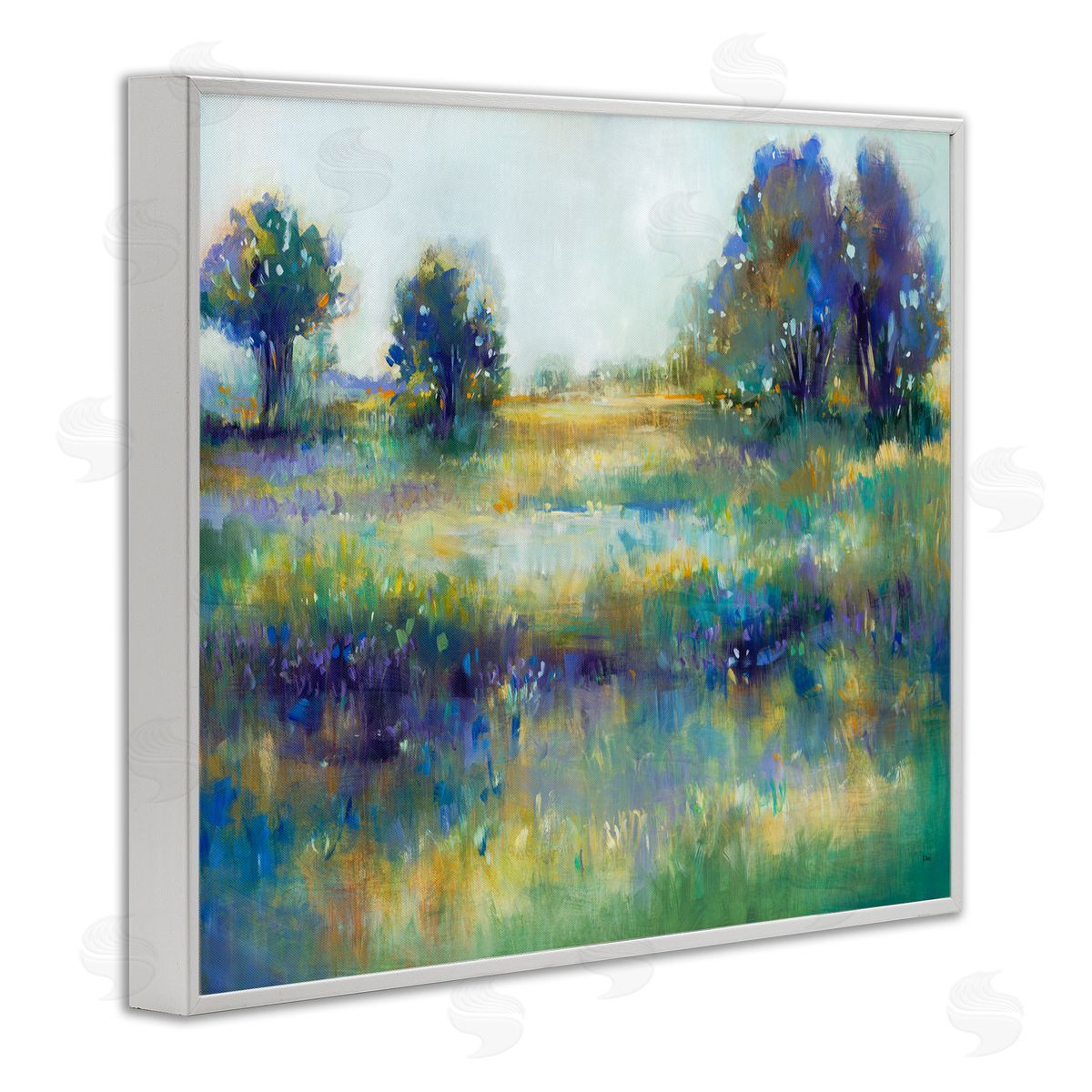Wetland Landscape Abstract White Frame Print Wall Art, Home Decor by K. Nari
