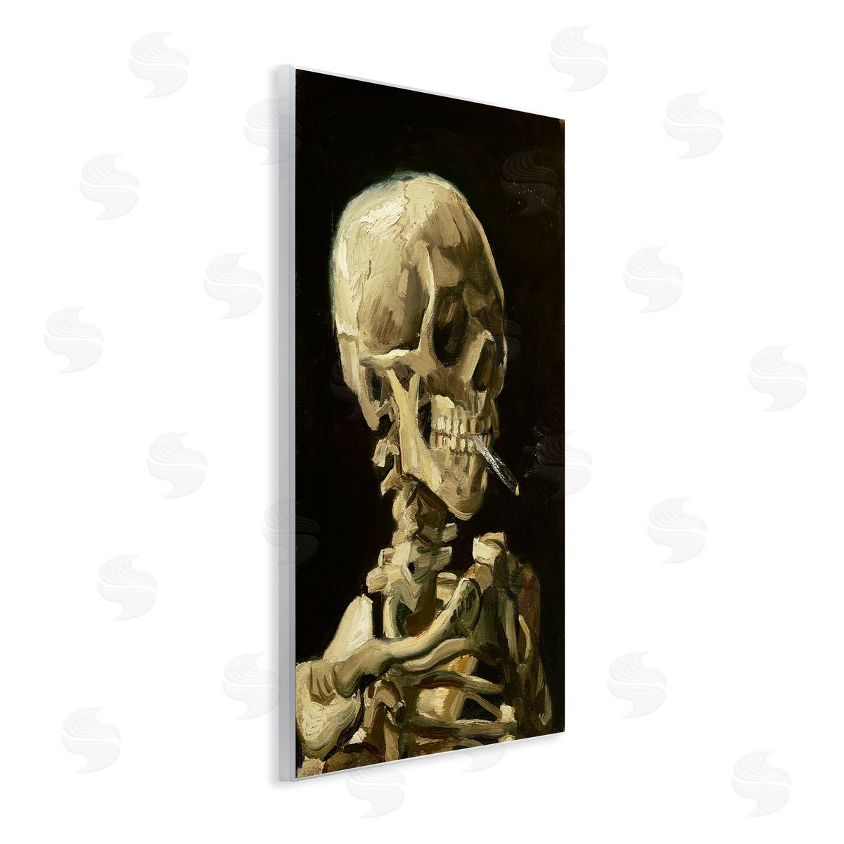 Skull with Burning Cigarette Wood Plaque Wall Art, Home Decor by Vincent Van Gogh