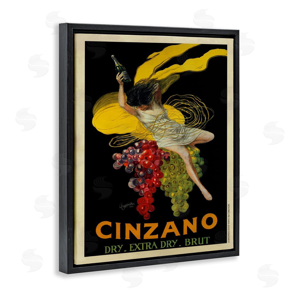 Cinzano Vintage Poster Wine Black Floating Frame Canvas Wall Art, Home Decor by Marcello Dudovich