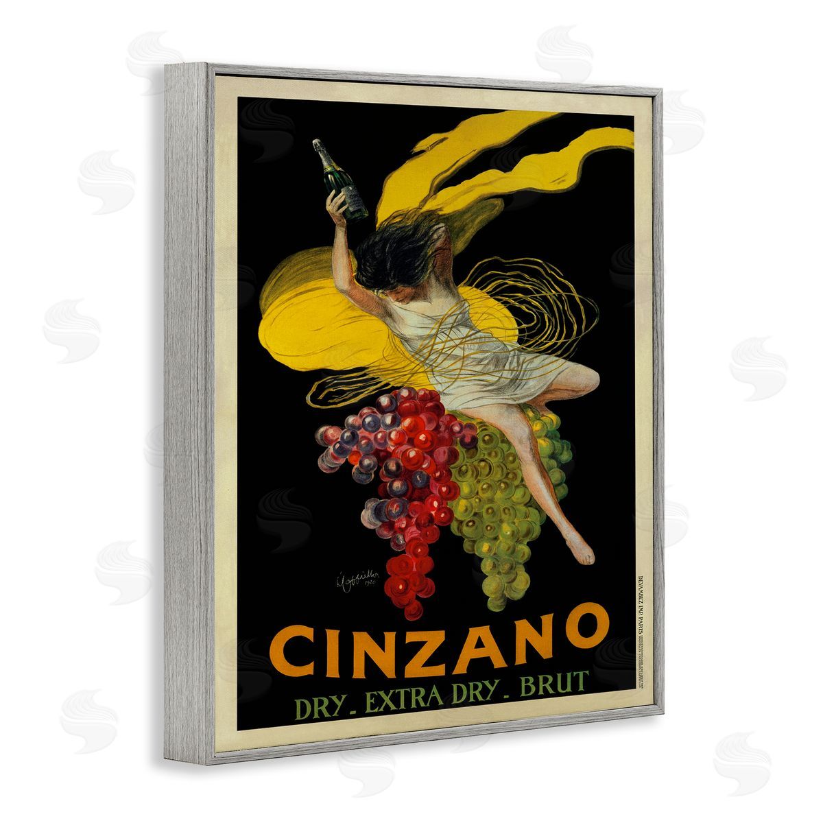 Cinzano Vintage Poster Wine Grey Frame Print Wall Art, Home Decor by Marcello Dudovich