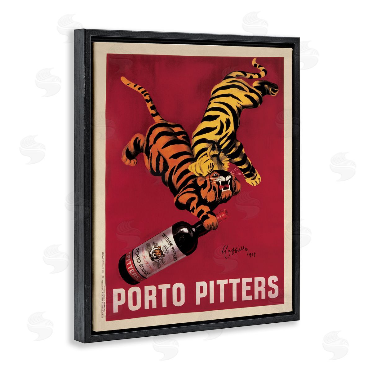 Porto Pitters Vintage Poster Black Floating Frame Canvas Wall Art, Home Decor by Marcello Dudovich