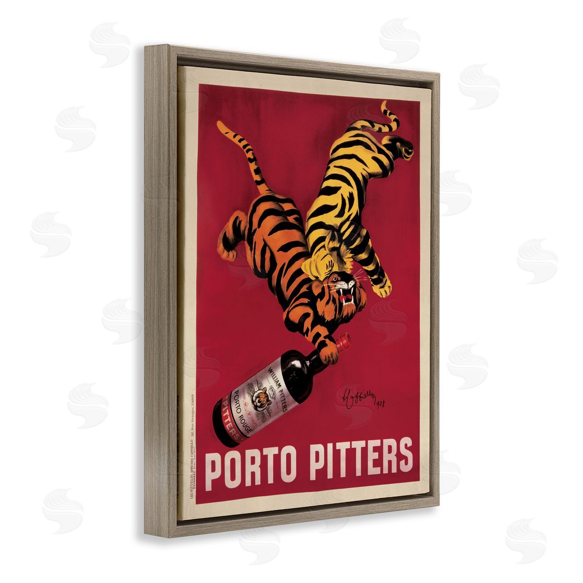 Porto Pitters Vintage Poster Brown Floating Frame Canvas Wall Art, Home Decor by Marcello Dudovich