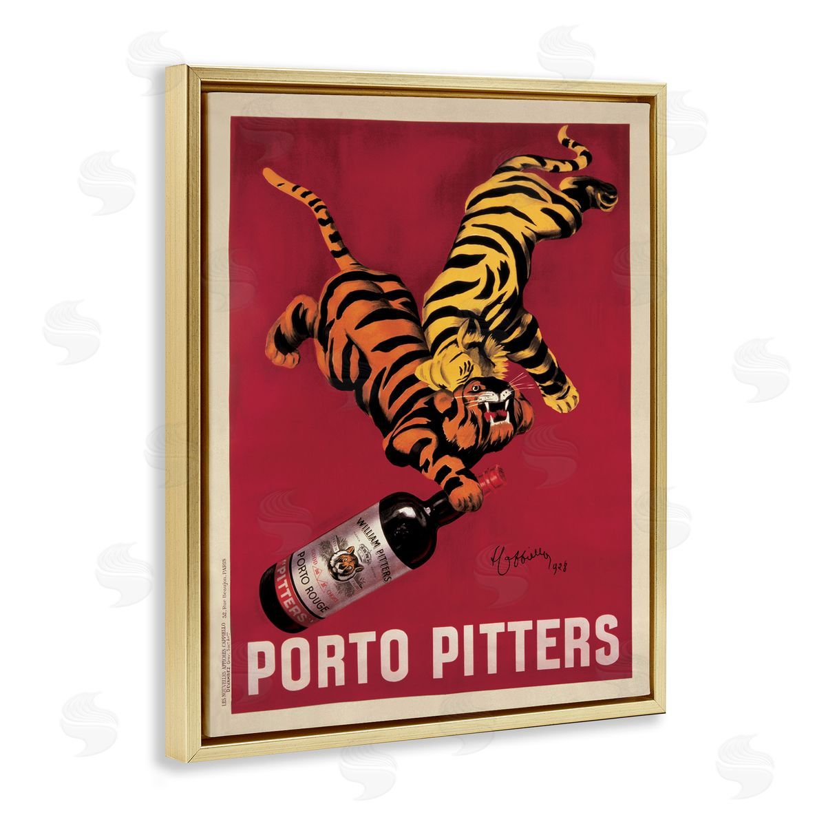 Porto Pitters Vintage Poster Gold Floating Frame Canvas Wall Art, Home Decor by Marcello Dudovich