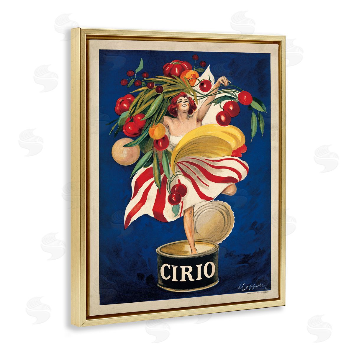 Cirio Vintage Poster Food Gold Floating Frame Canvas Wall Art, Home Decor by Marcello Dudovich