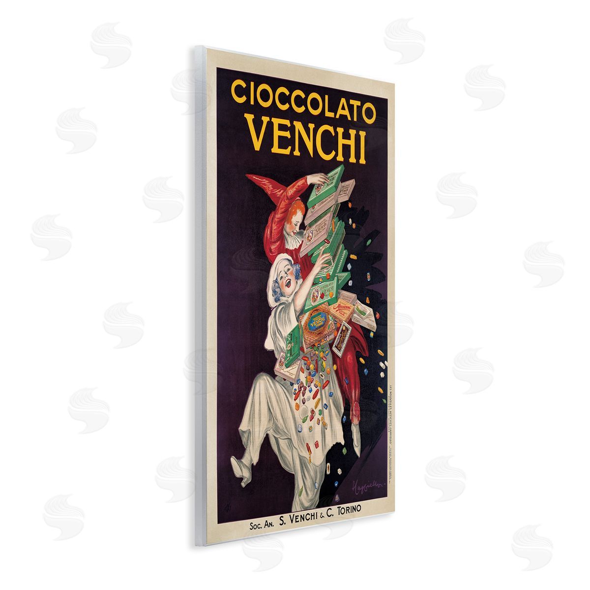 Cioccolato Venchi Vintage Poster Wood Plaque Wall Art, Home Decor by Marcello Dudovich