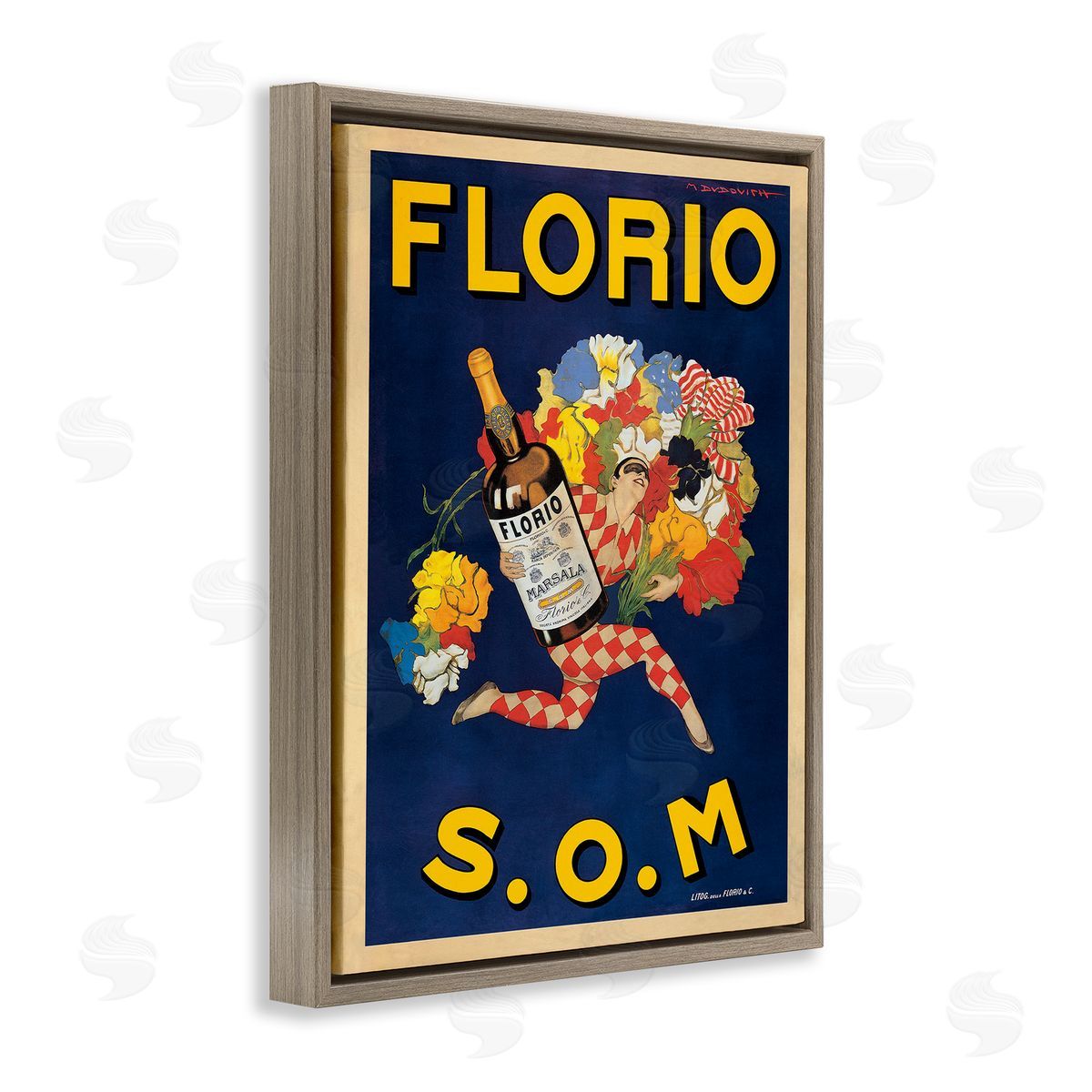 Florio Vintage Poster Drink Brown Floating Frame Canvas Wall Art, Home Decor by Marcello Dudovich