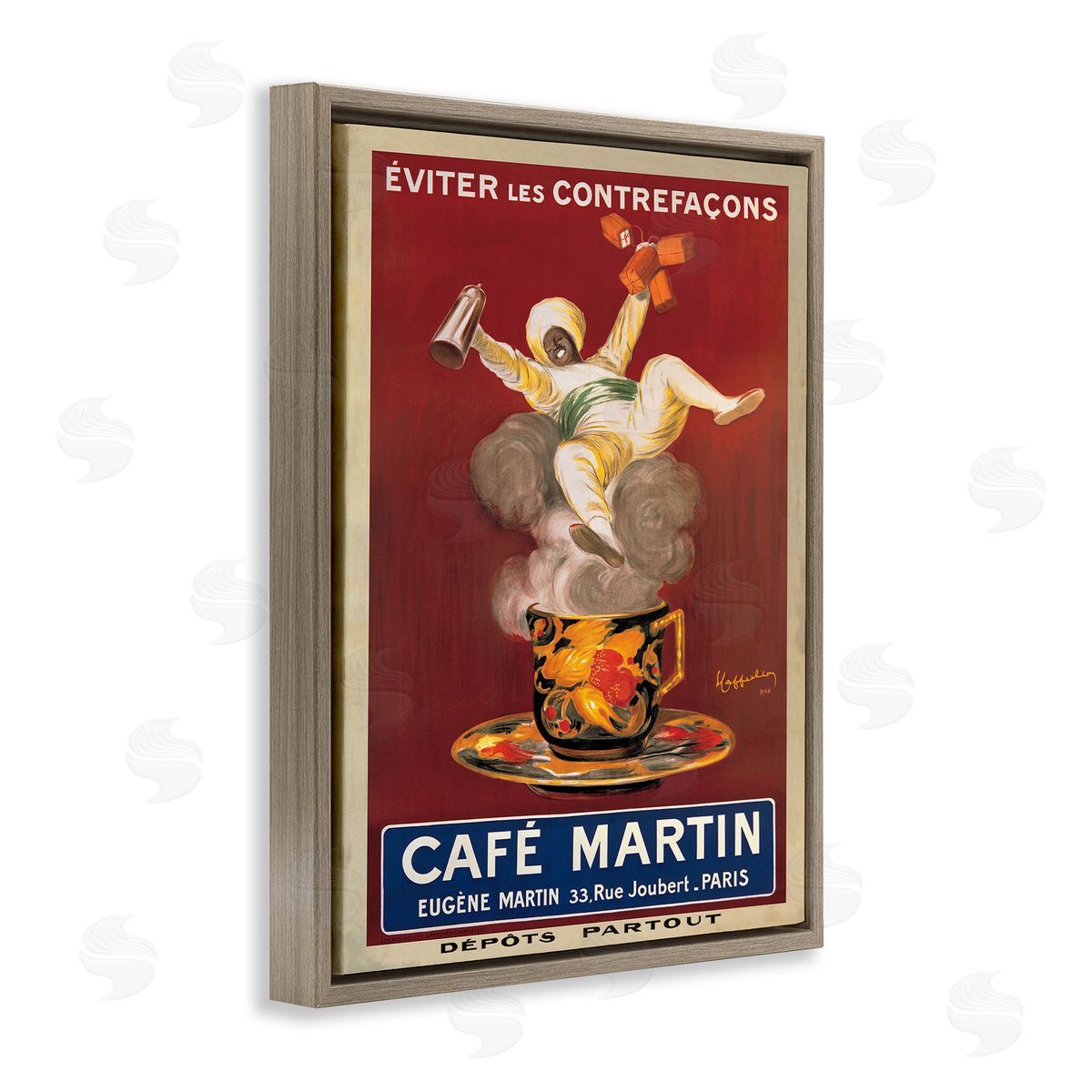 Cafe Martin Vintage Poster Brown Floating Frame Canvas Wall Art, Home Decor by Marcello Dudovich