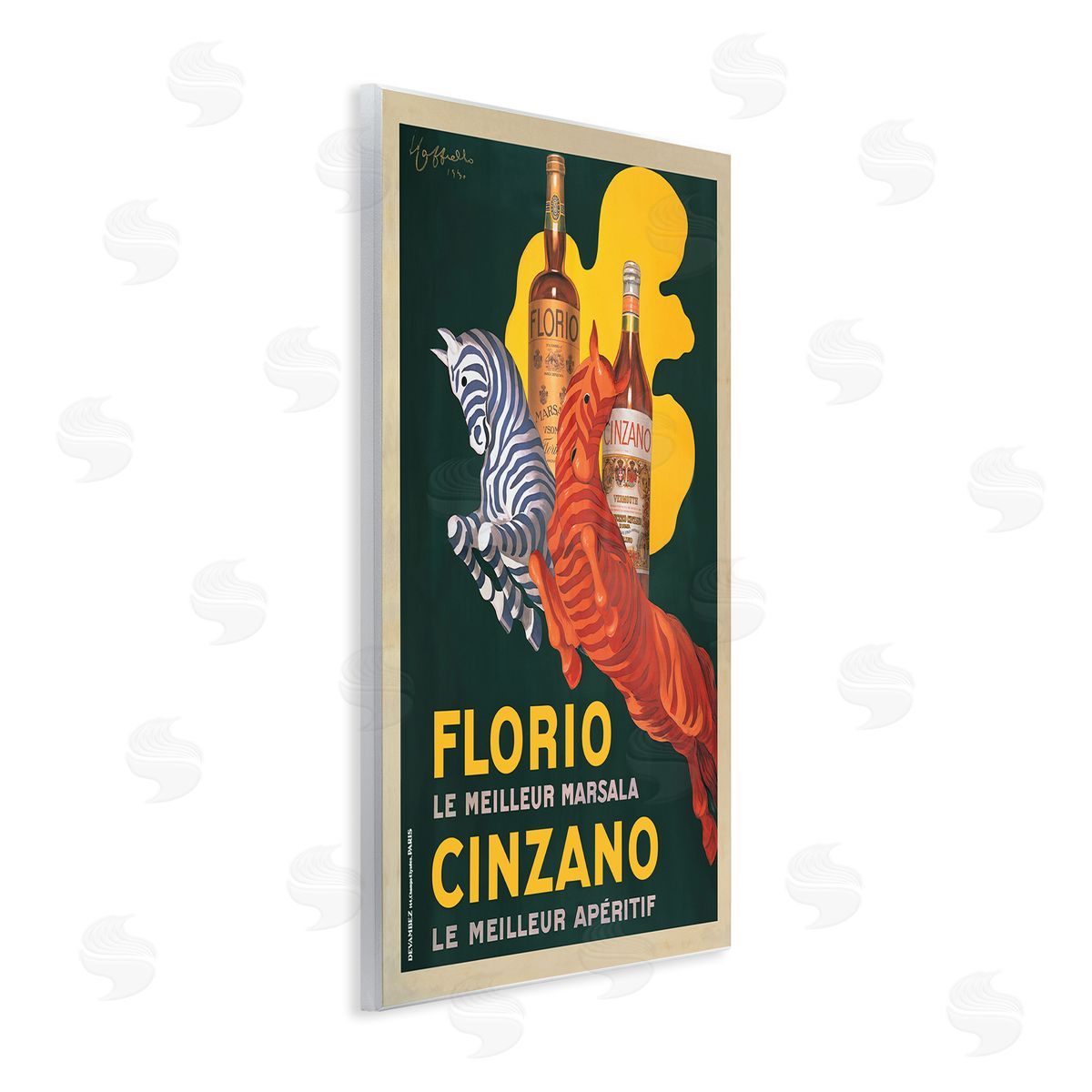 Florio Cinzano Vintage Poster Wood Plaque Wall Art, Home Decor by Marcello Dudovich