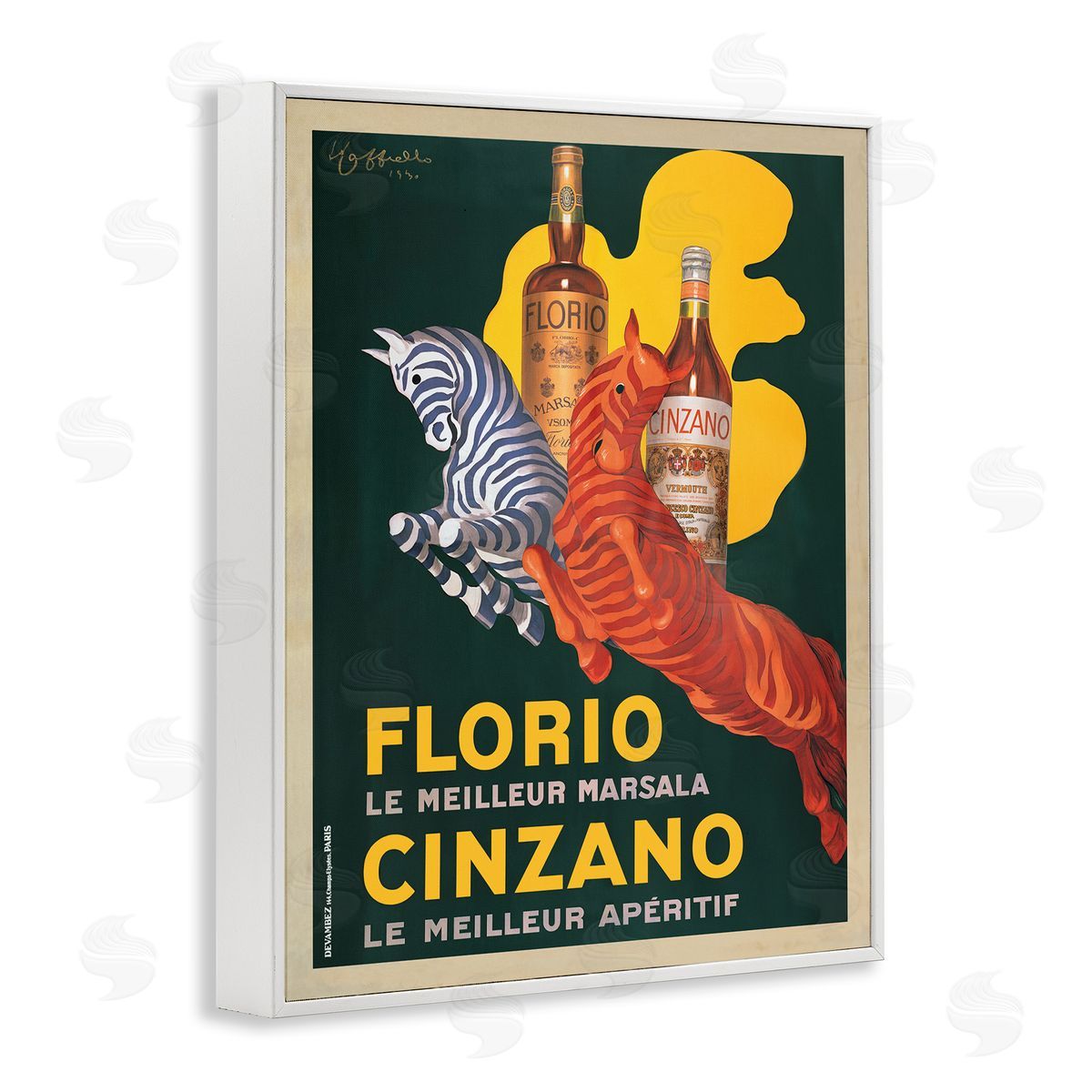 Florio Cinzano Vintage Poster White Frame Print Wall Art, Home Decor by Marcello Dudovich