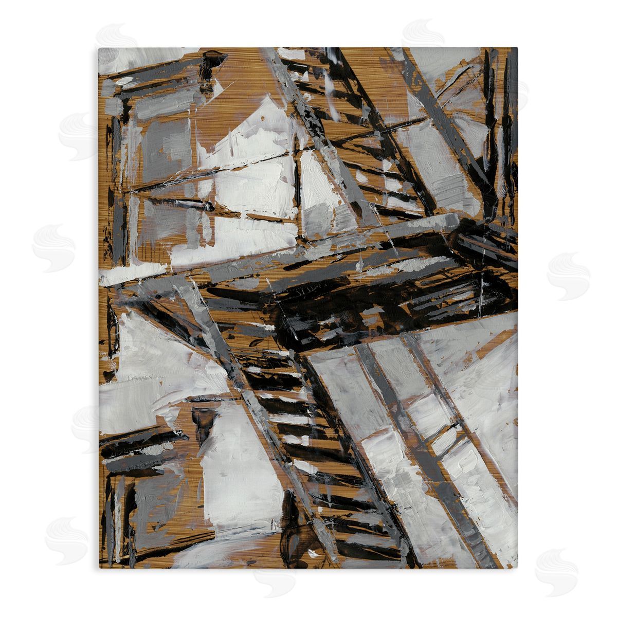 Fire Escape Abstract City Painting Canvas Wall Art, Home Decor by Ethan Harper