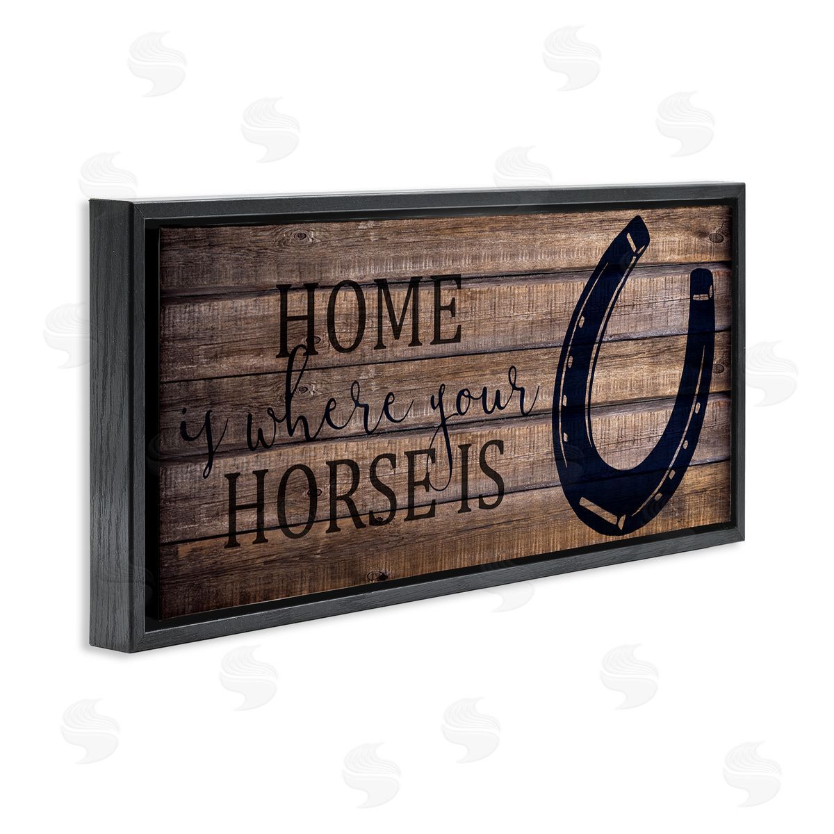 Home Where Horse Is Black Floating Frame Canvas Wall Art, Home Decor by Kim Allen