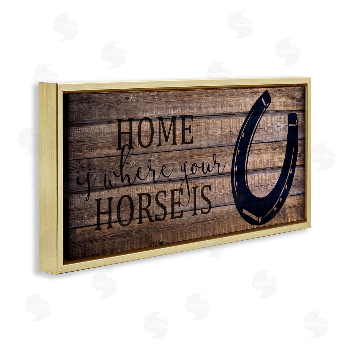 Home Where Horse Is Gold Floating Frame Canvas Wall Art, Home Decor by Kim Allen