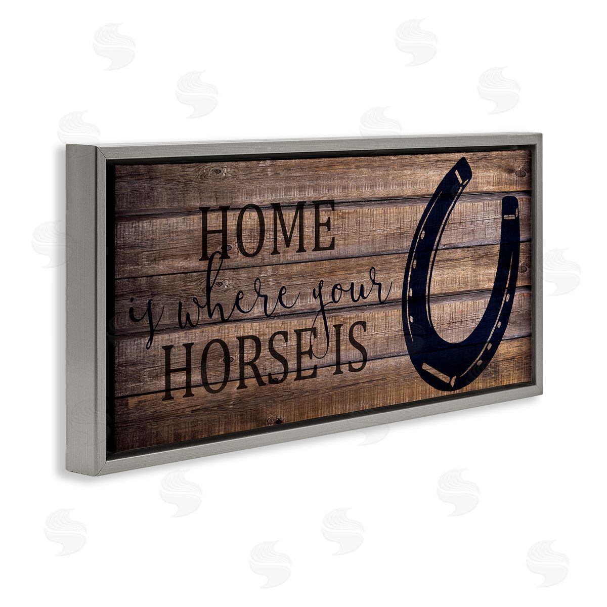 Home Where Horse Is Grey Floating Frame Canvas Wall Art, Home Decor by Kim Allen