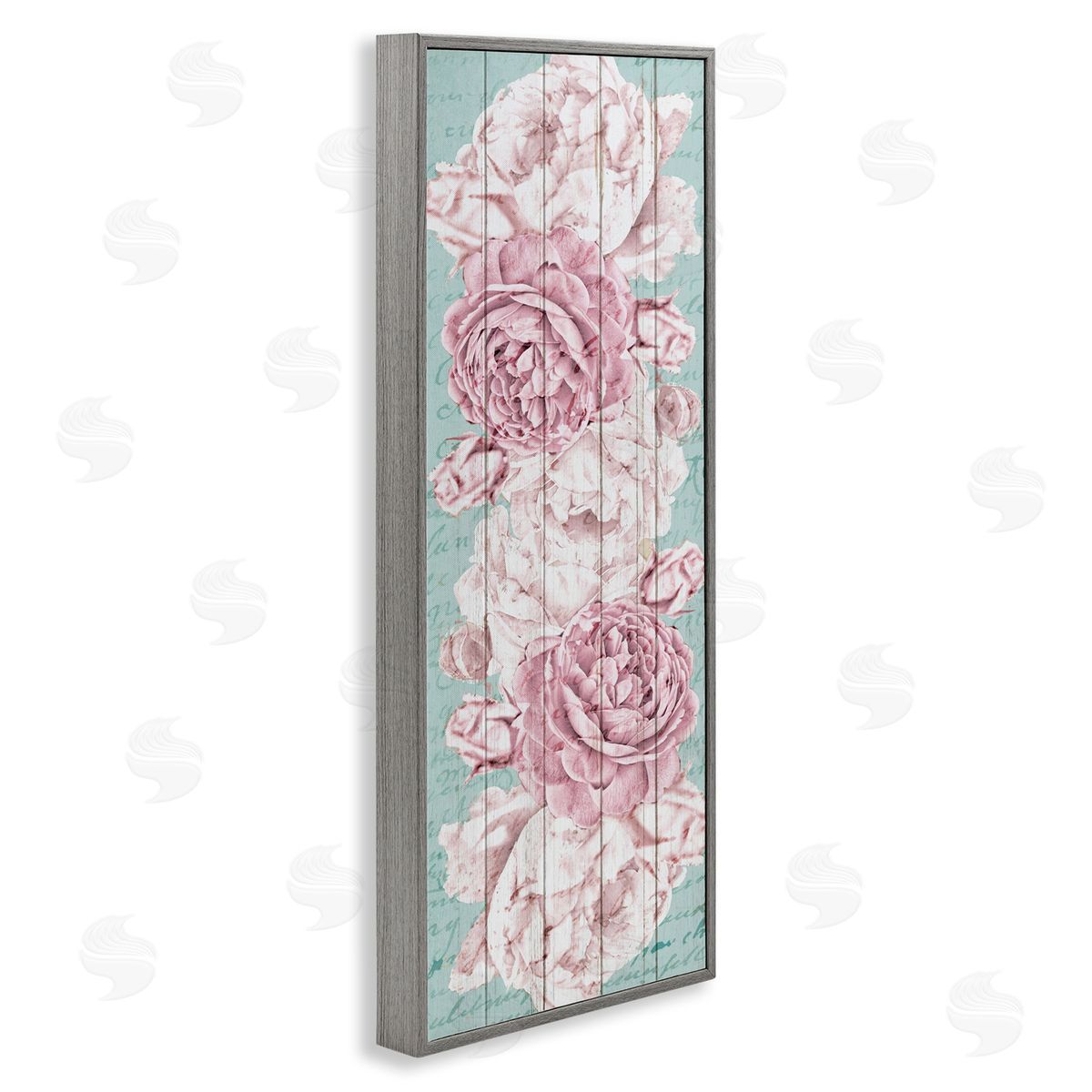 Flower Bloom Pink Blue Grey Frame Print Wall Art, Home Decor by Kim Allen