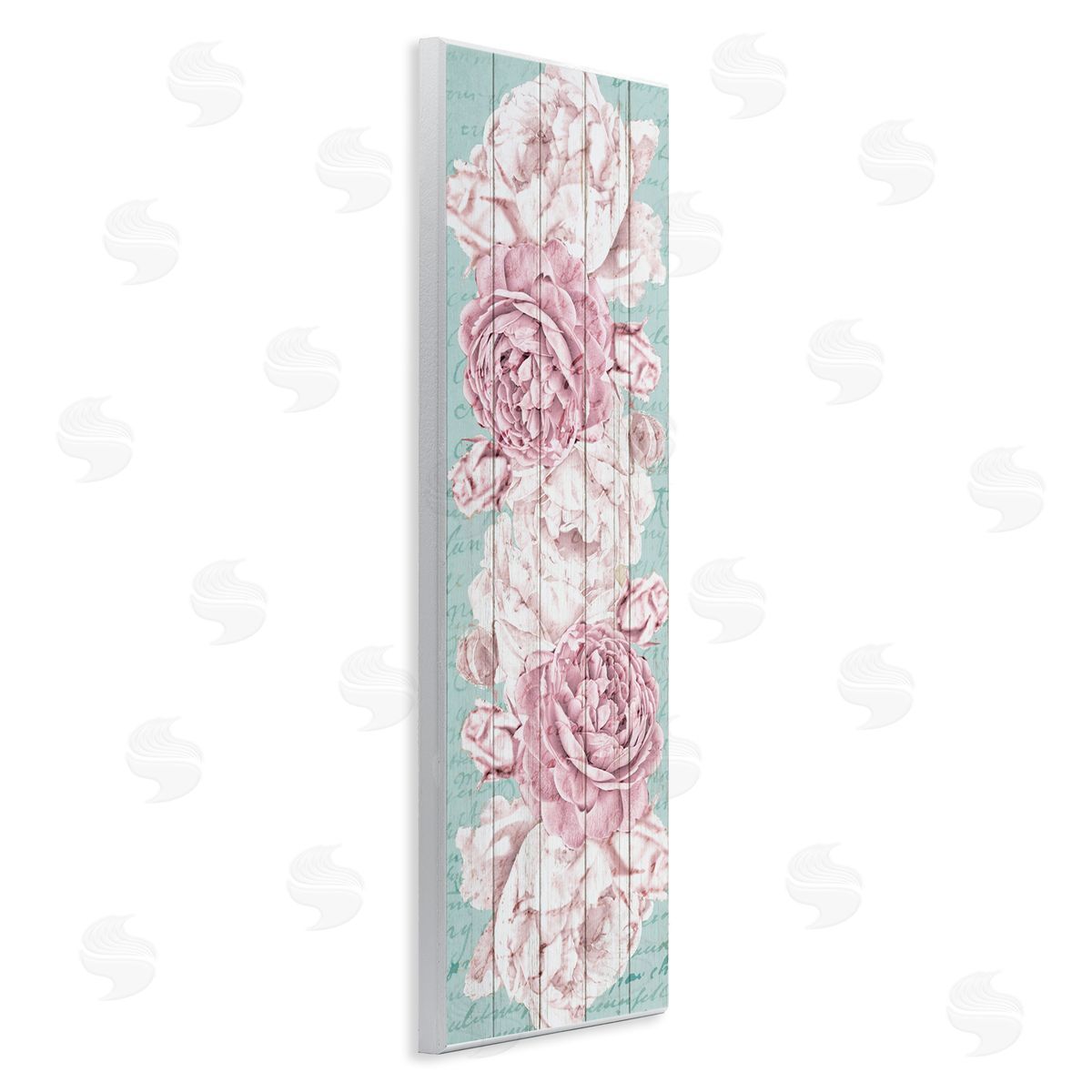 Flower Bloom Pink Blue Wood Plaque Wall Art, Home Decor by Kim Allen