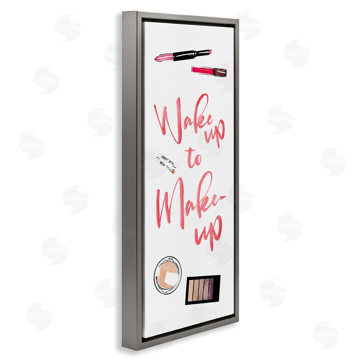 Wake & Make Up Beauty Grey Floating Frame Canvas Wall Art, Home Decor by Milli Villa