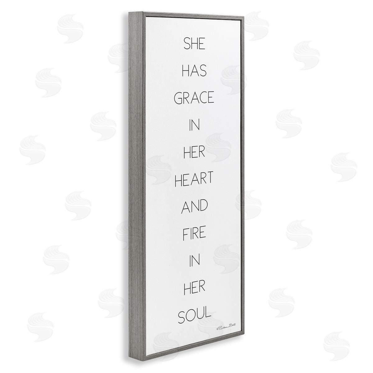 Grace In Her Heart Inspirational Grey Frame Print Wall Art, Home Decor by Susan Ball