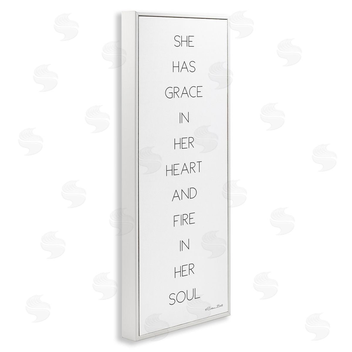 Grace In Her Heart Inspirational White Frame Print Wall Art, Home Decor by Susan Ball