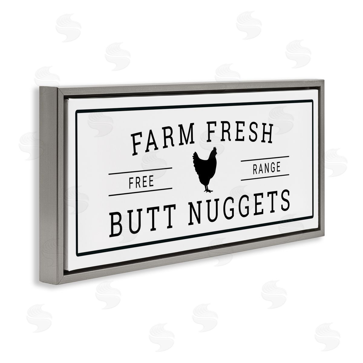 Farm Fresh Butt Nuggets Grey Floating Frame Canvas Wall Art, Home Decor by Susan Ball