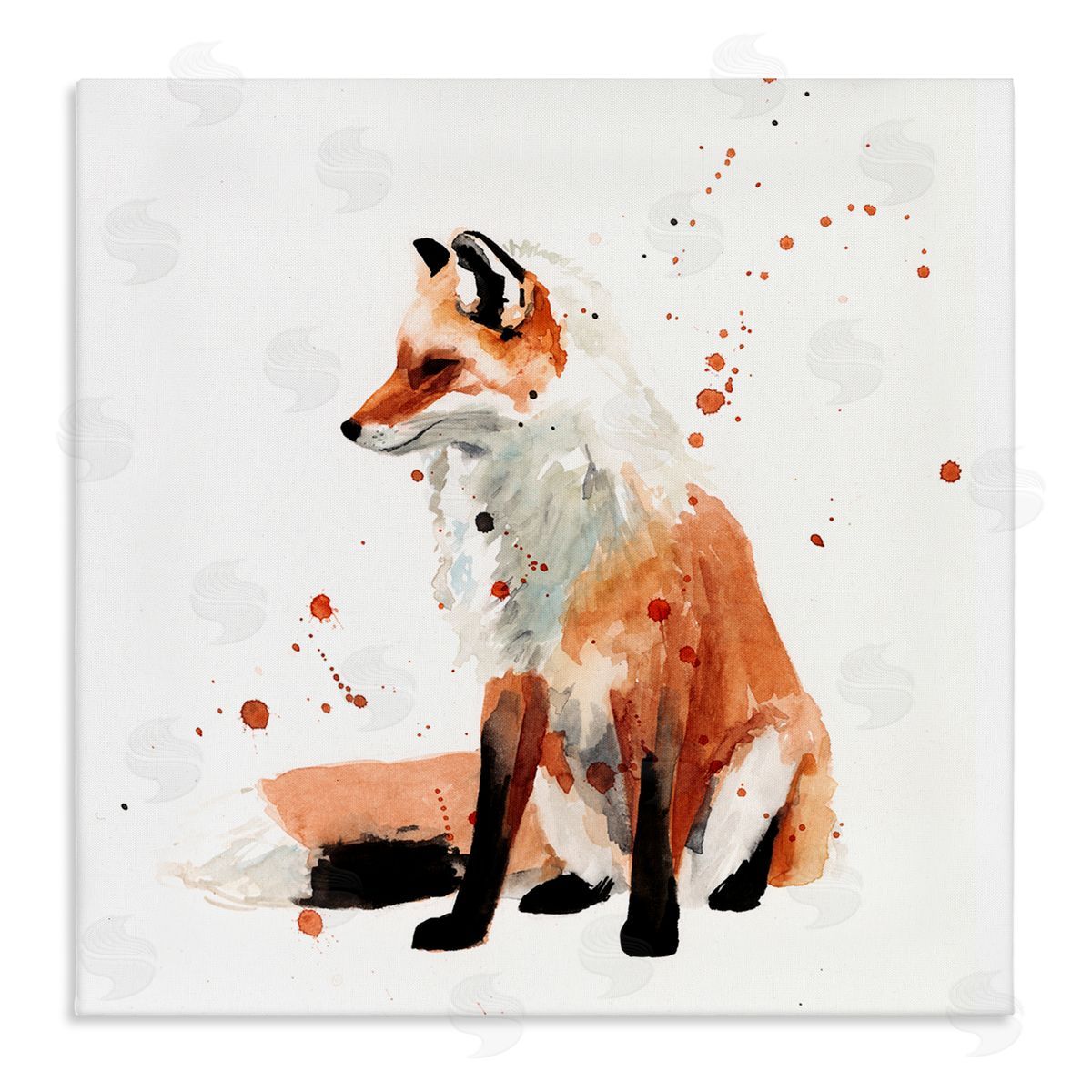 Sitting Fox Canvas Wall Art, Home Decor by Victoria Borges