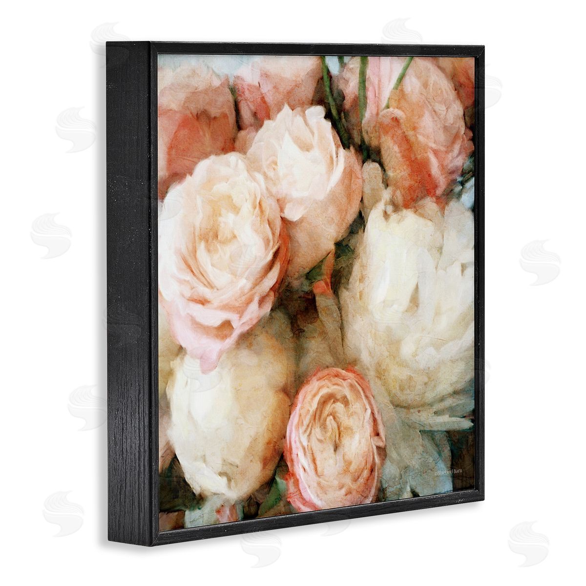 Flower Bouquet Pink White Black Frame Print Wall Art, Home Decor by Bluebird Barn