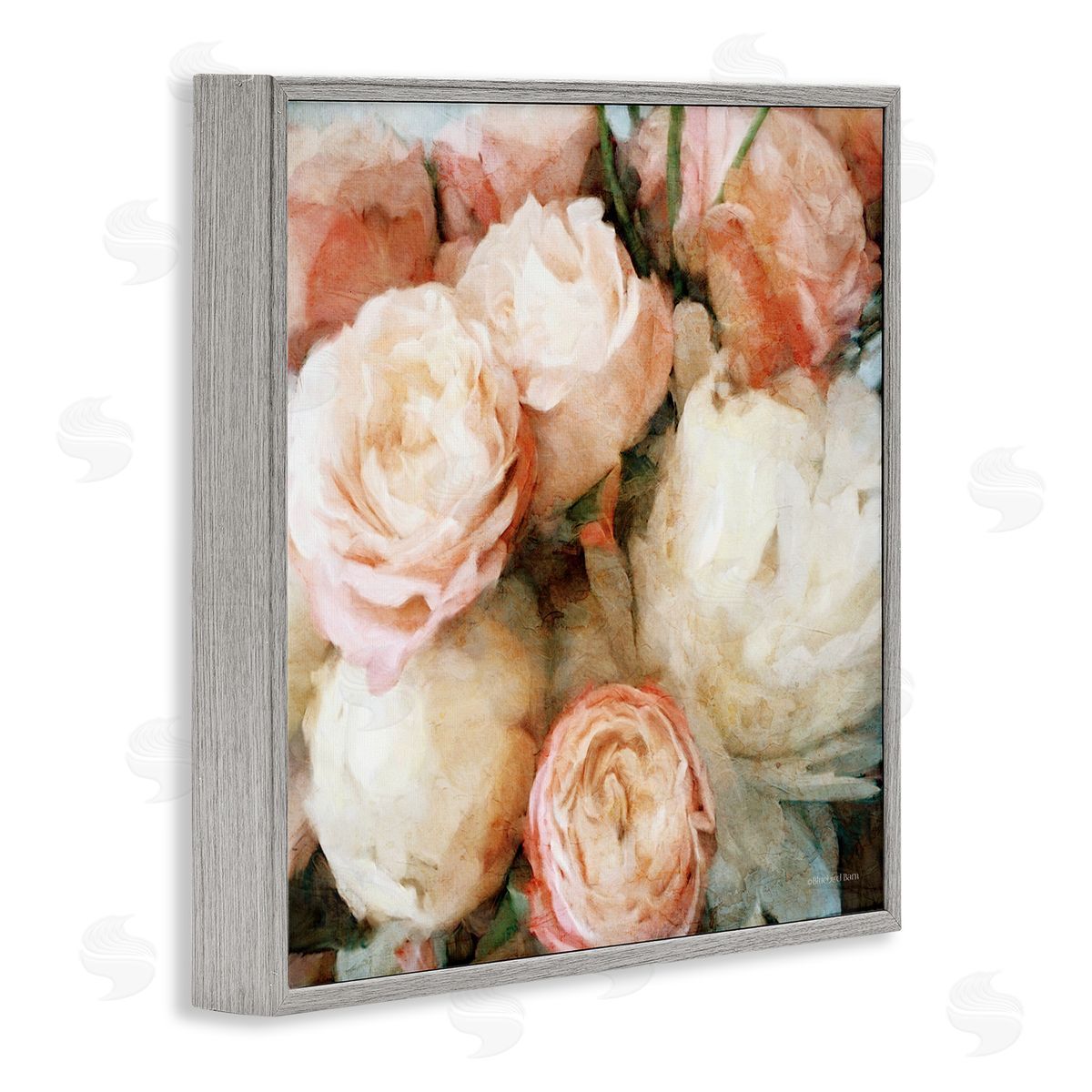 Flower Bouquet Pink White Grey Frame Print Wall Art, Home Decor by Bluebird Barn