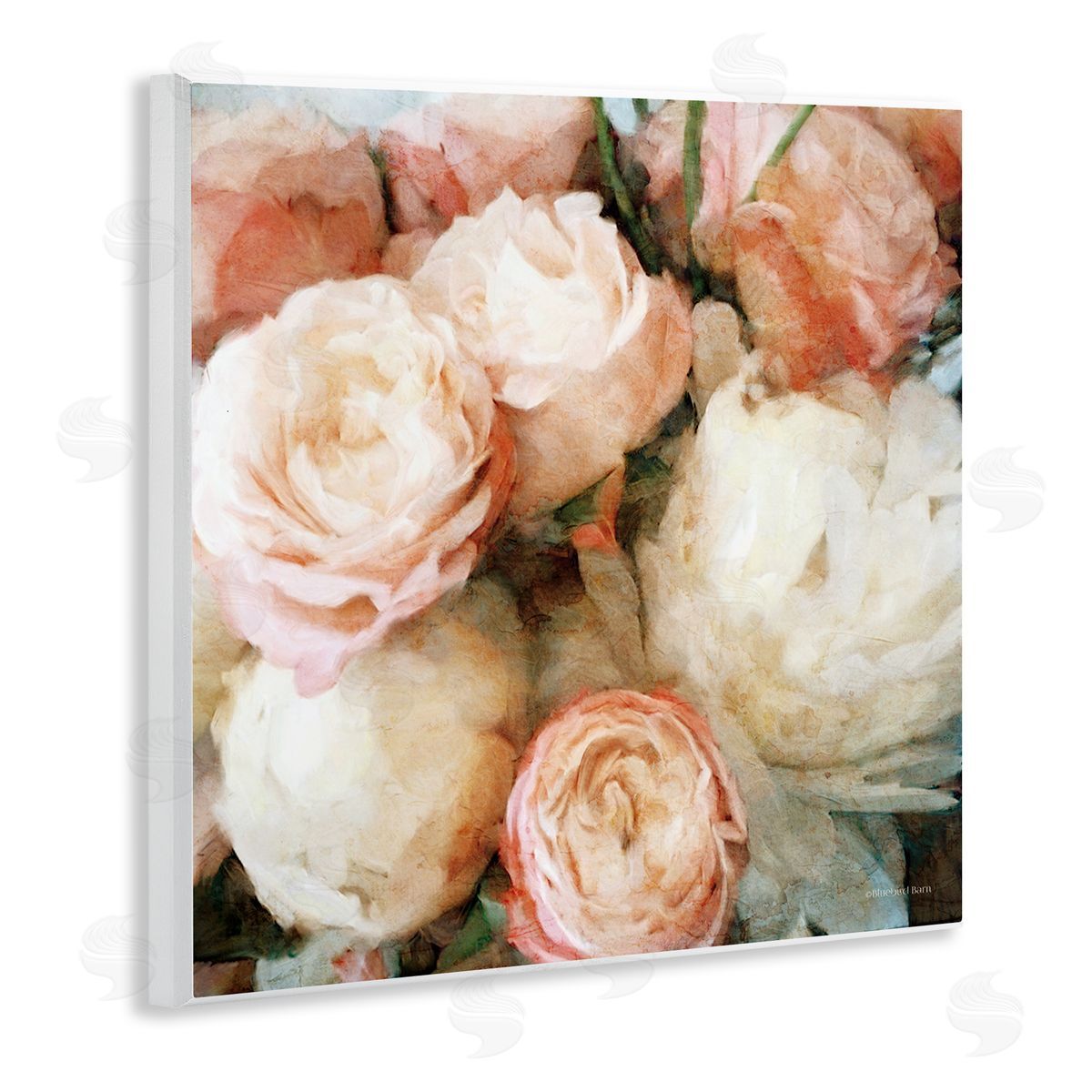 Flower Bouquet Pink White Wood Plaque Wall Art, Home Decor by Bluebird Barn