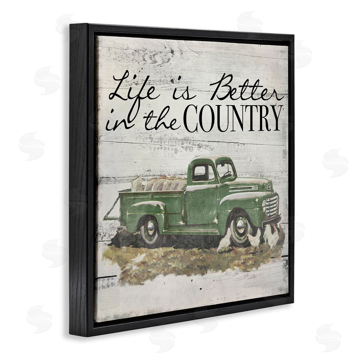 Better In Country Green Truck Black Floating Frame Canvas Wall Art, Home Decor by The Saturday Evening Post