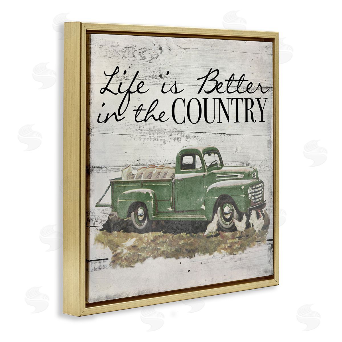 Better In Country Green Truck Gold Floating Frame Canvas Wall Art, Home Decor by The Saturday Evening Post