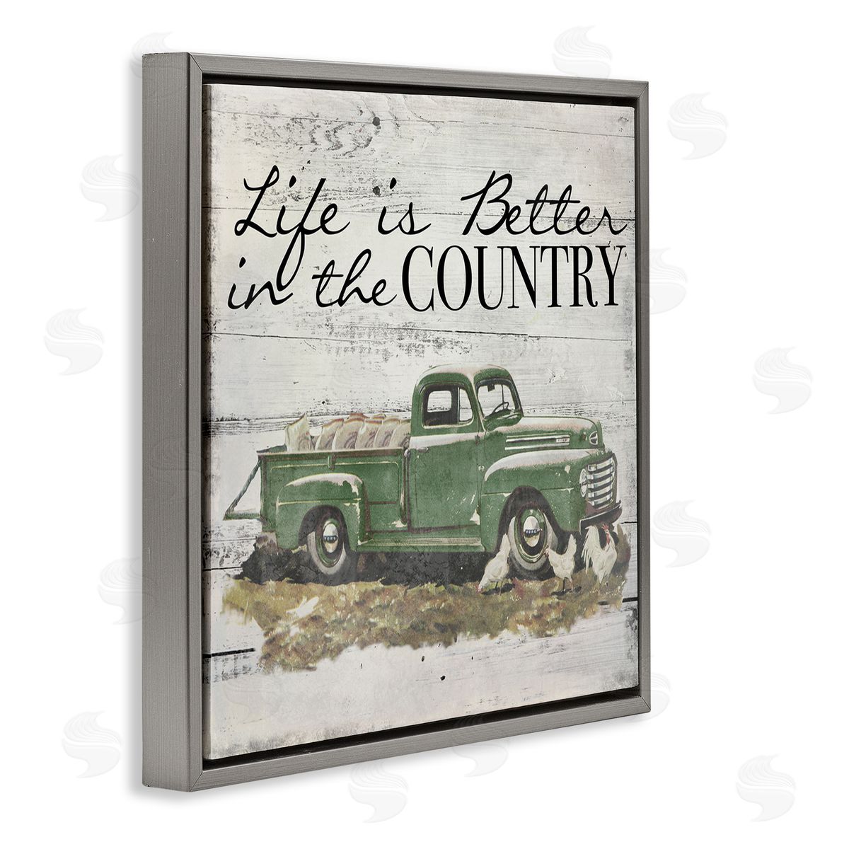 Better In Country Green Truck Grey Floating Frame Canvas Wall Art, Home Decor by The Saturday Evening Post