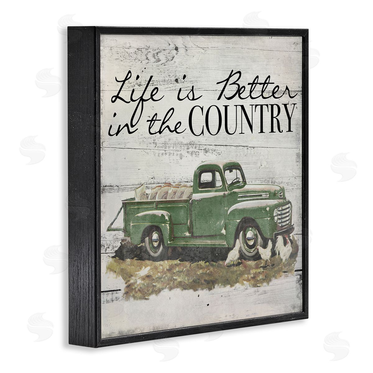 Better In Country Green Truck Black Frame Print Wall Art, Home Decor by The Saturday Evening Post
