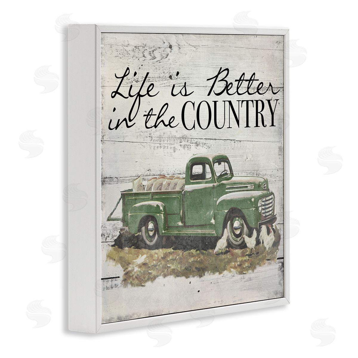 Better In Country Green Truck White Frame Print Wall Art, Home Decor by The Saturday Evening Post