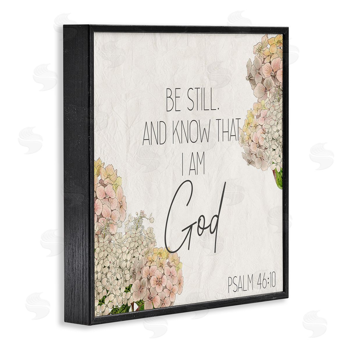 Be Still Religious Flower Black Frame Print Wall Art, Home Decor by Kim Allen