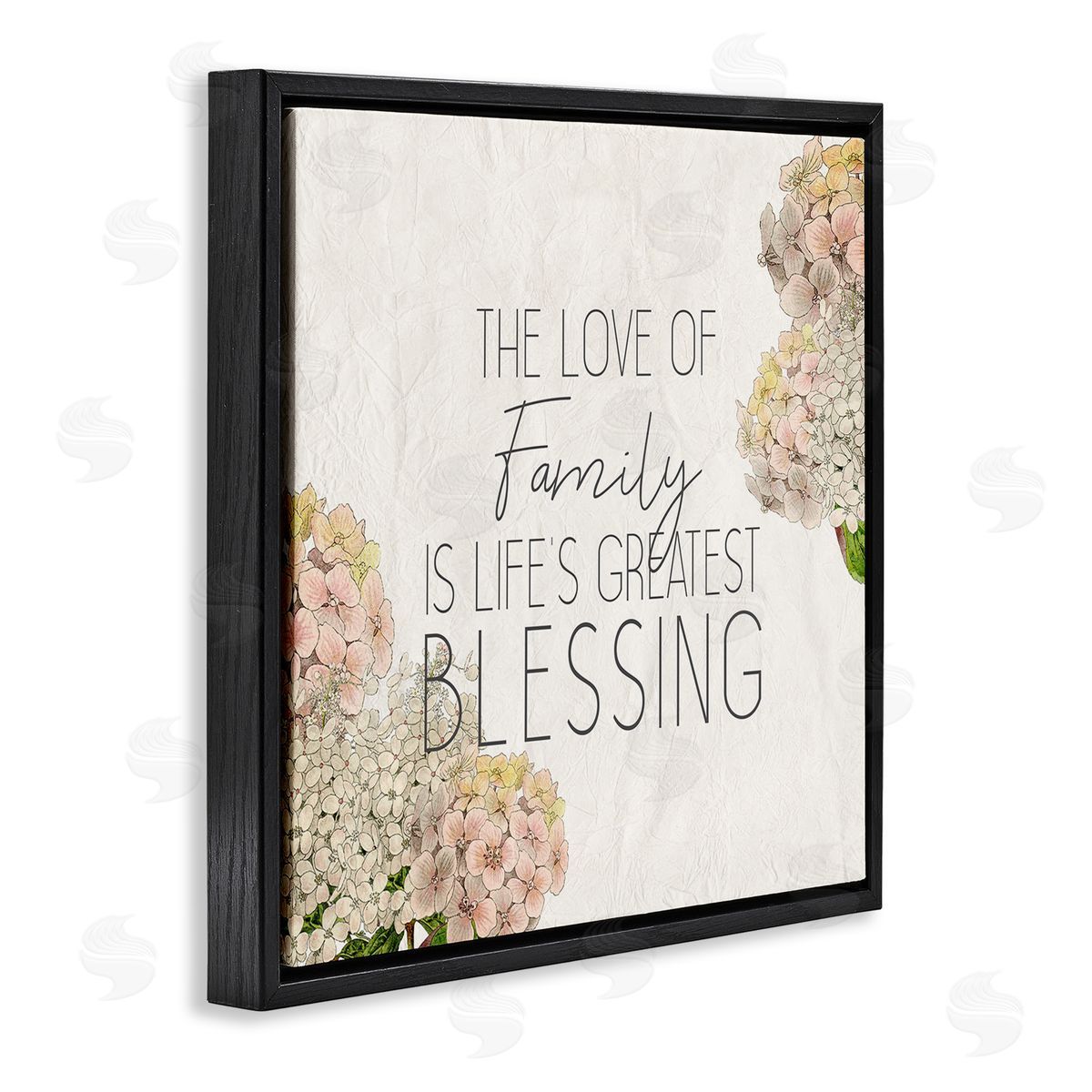 Love Of Family Religious Flower Black Floating Frame Canvas Wall Art, Home Decor by Kim Allen