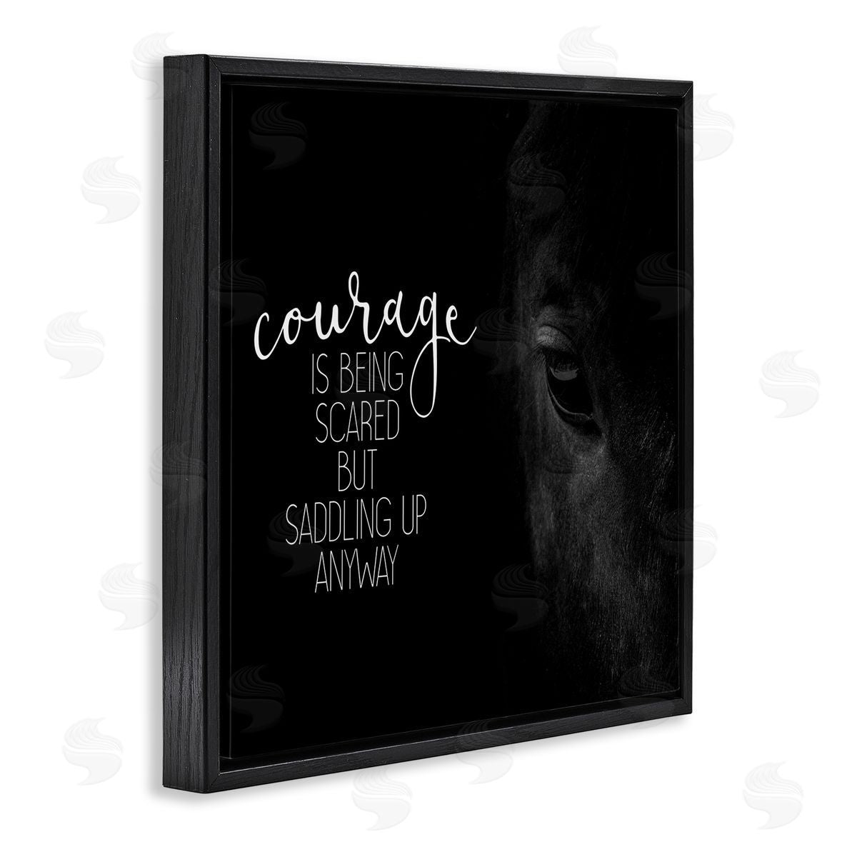 Saddle Courage Horse Farm Black Floating Frame Canvas Wall Art, Home Decor by Kim Allen