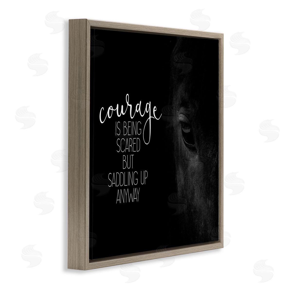Saddle Courage Horse Farm Brown Floating Frame Canvas Wall Art, Home Decor by Kim Allen