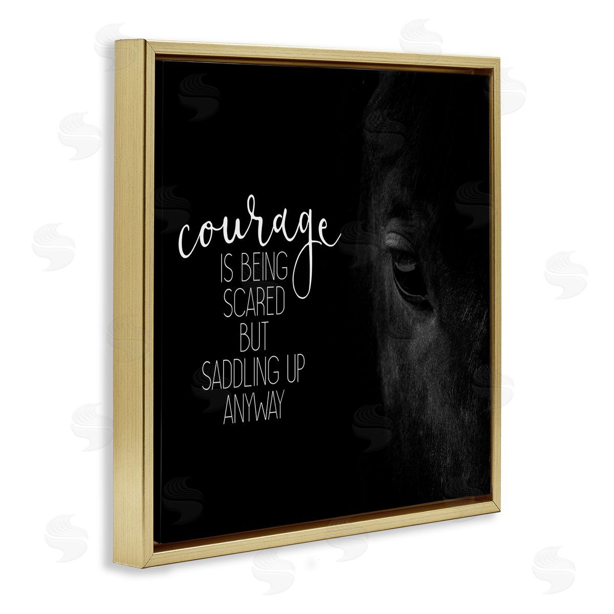 Saddle Courage Horse Farm Gold Floating Frame Canvas Wall Art, Home Decor by Kim Allen