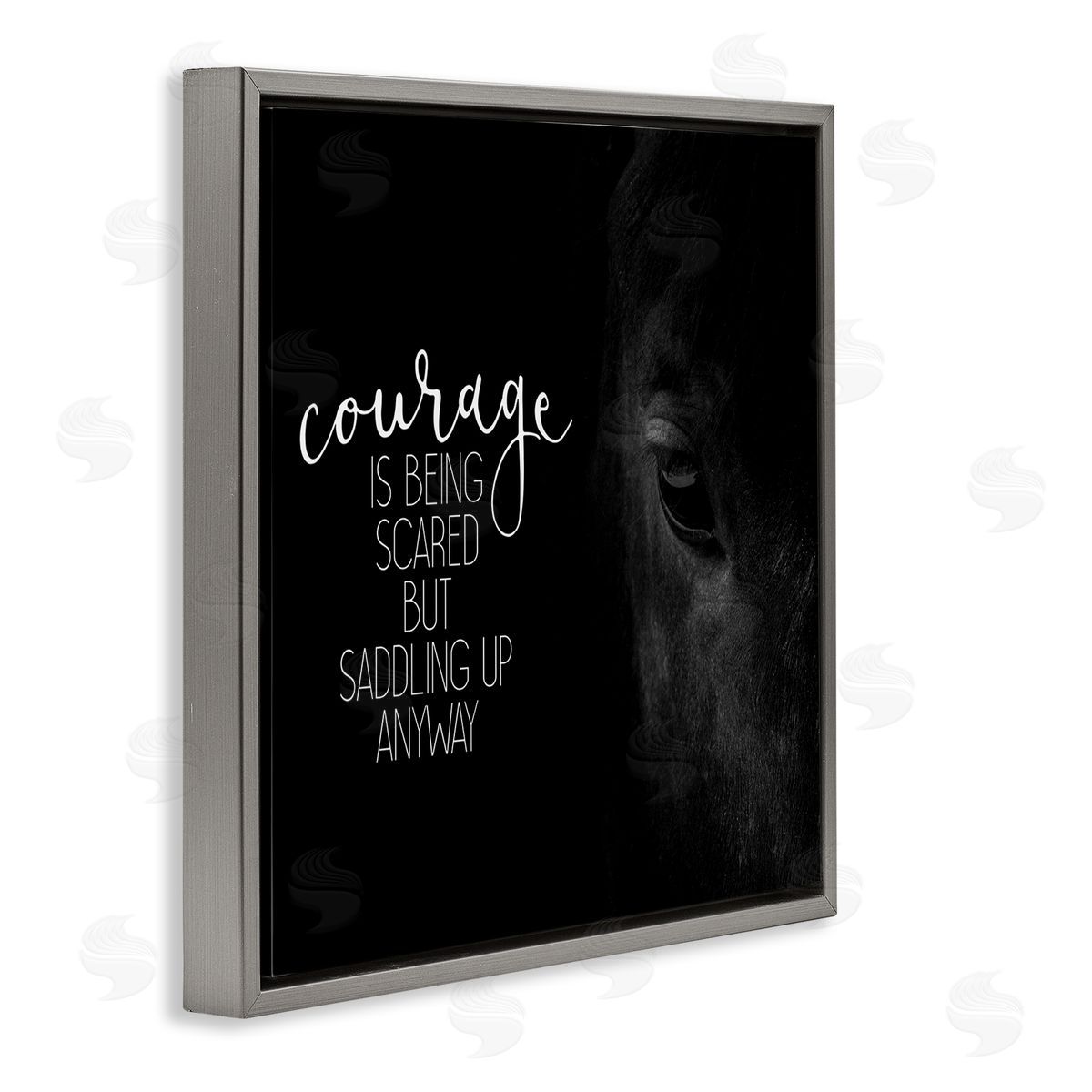 Saddle Courage Horse Farm Grey Floating Frame Canvas Wall Art, Home Decor by Kim Allen