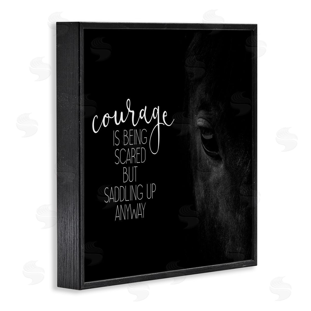 Saddle Courage Horse Farm Black Frame Print Wall Art, Home Decor by Kim Allen