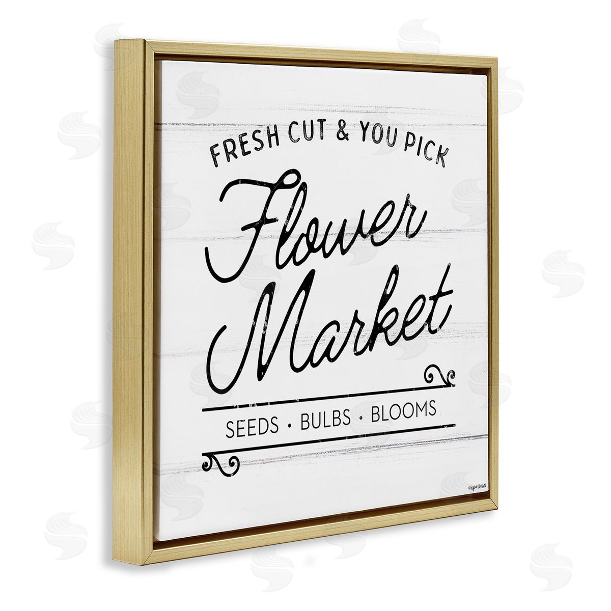 Flower Market Farm Family Gold Floating Frame Canvas Wall Art, Home Decor by Kyra Brown