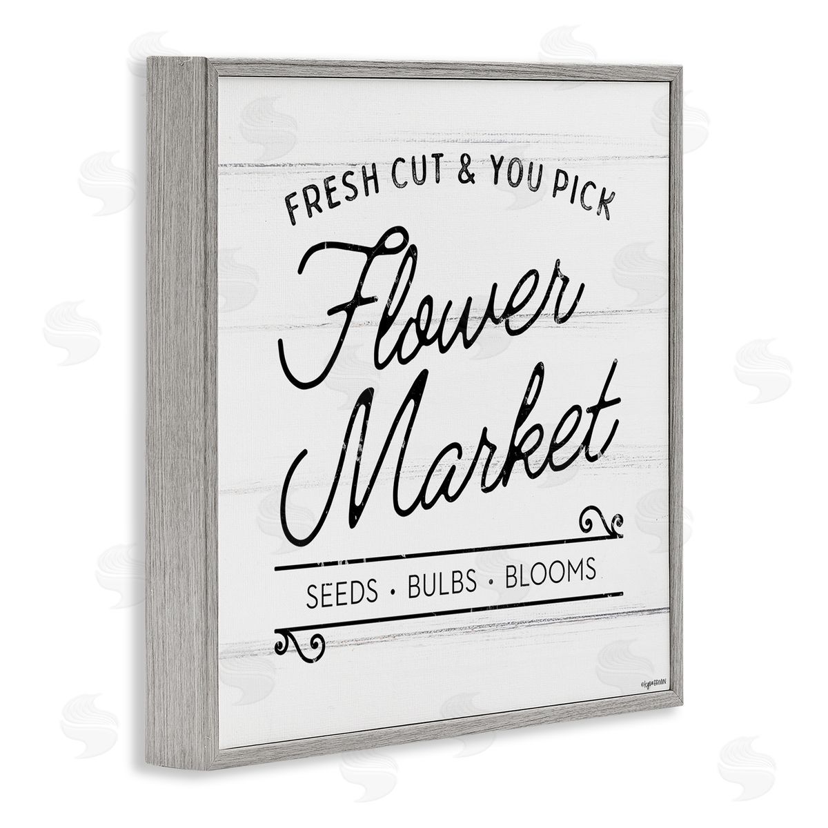 Flower Market Farm Family Grey Frame Print Wall Art, Home Decor by Kyra Brown